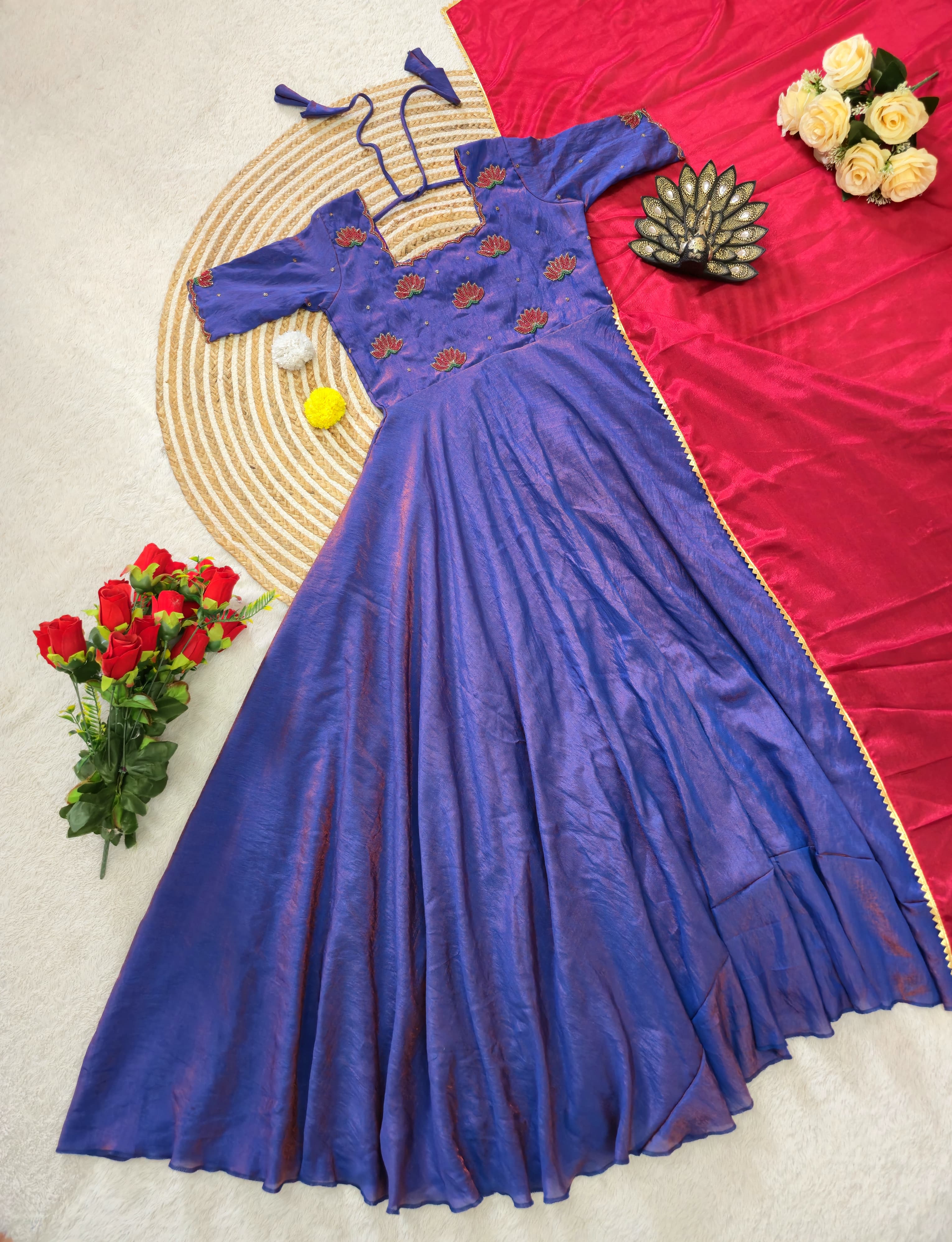 Designer Maggam Work Gown With Duppata
