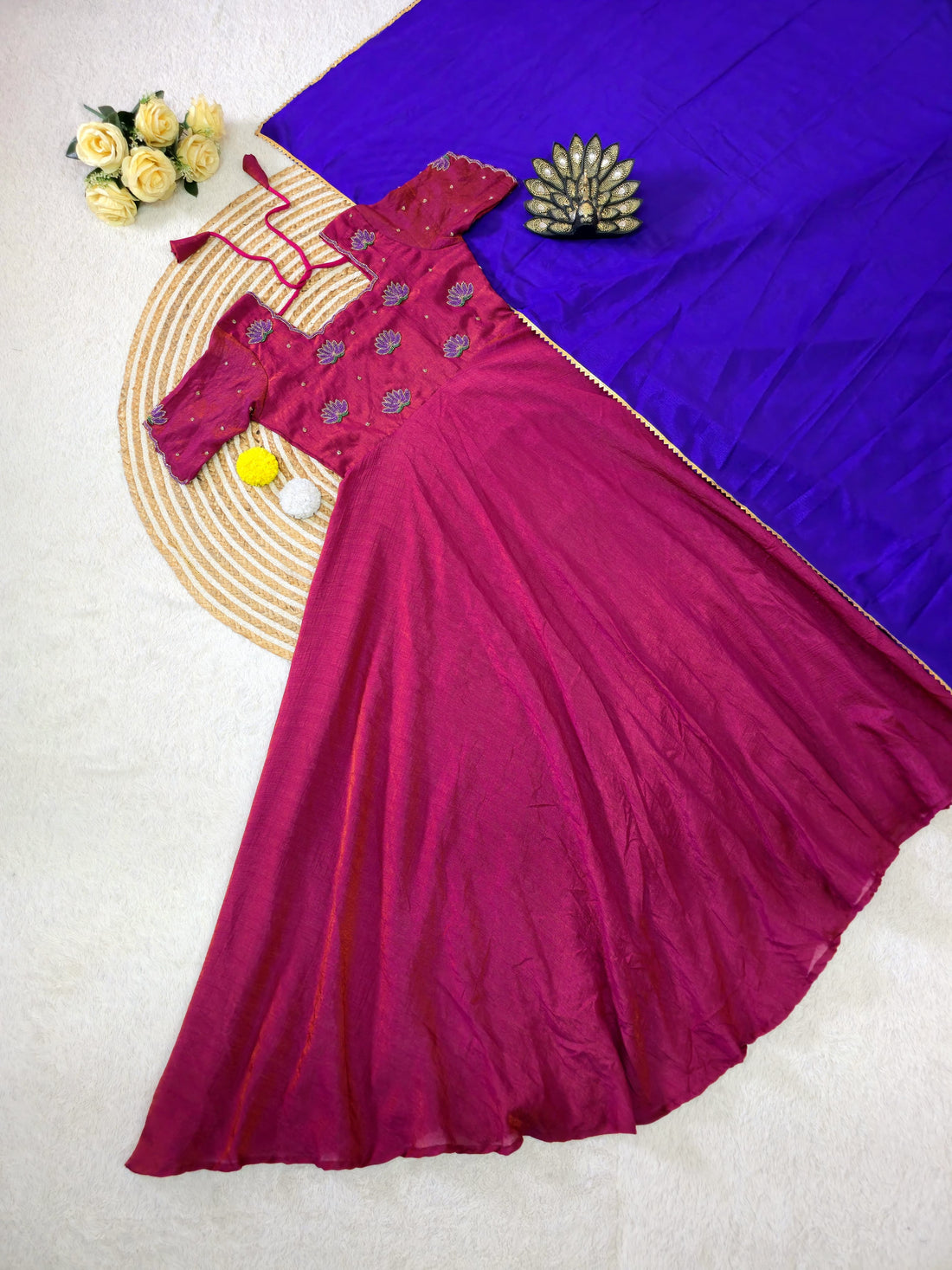Designer Maggam Work Gown With Duppata