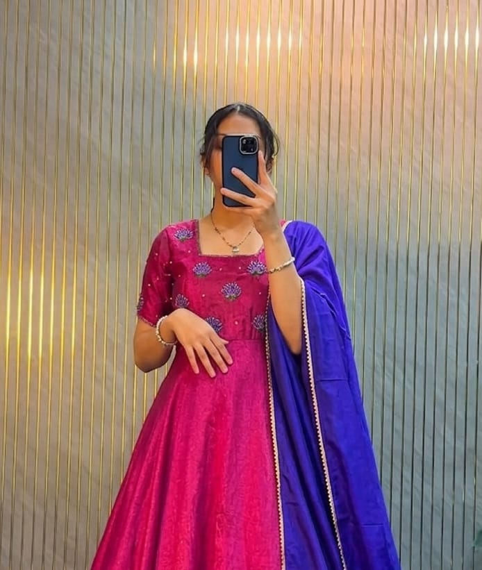 Designer Maggam Work Gown With Duppata