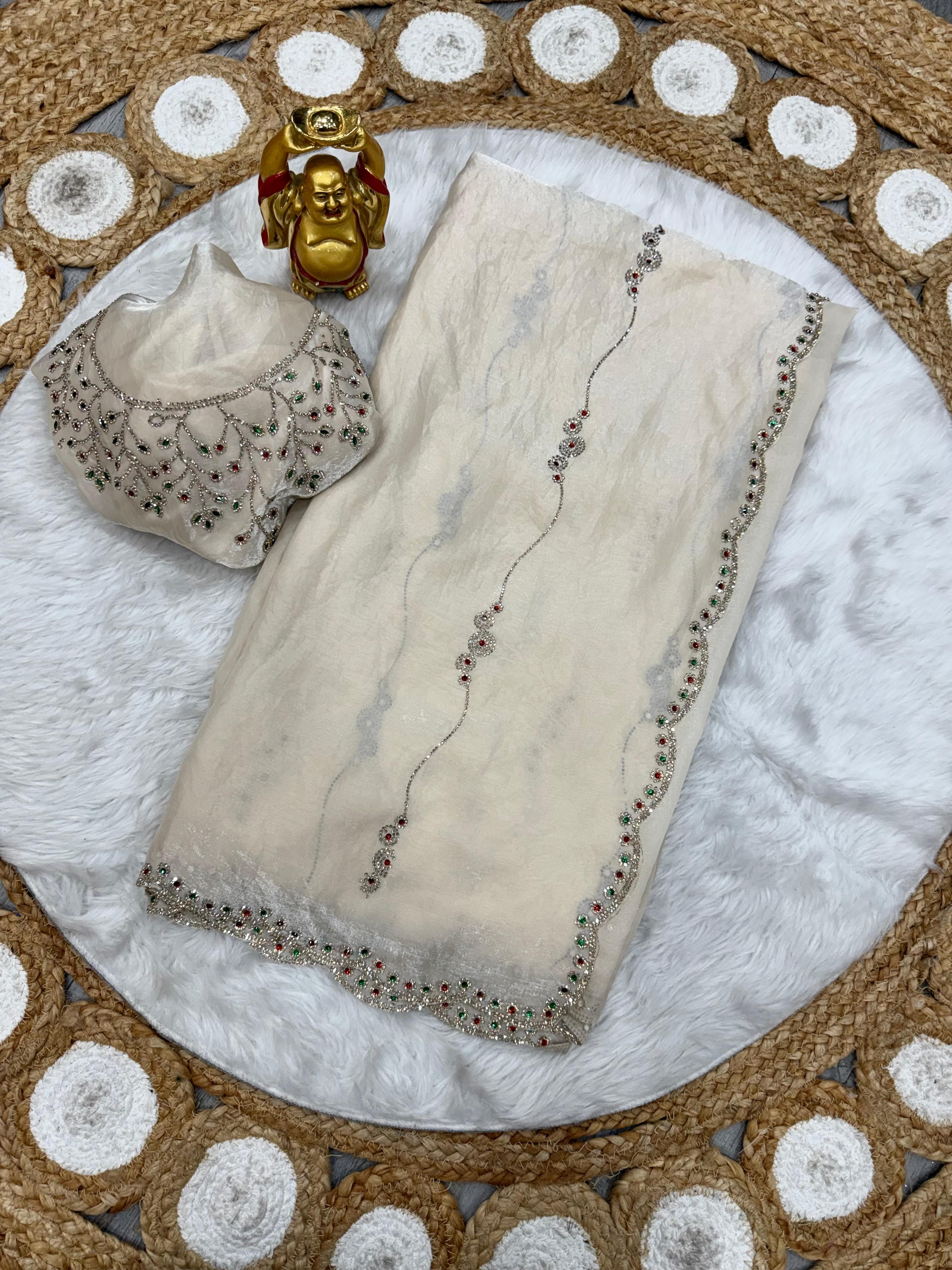 Space Silk Glamour: Jarkhan Work Festive Saree