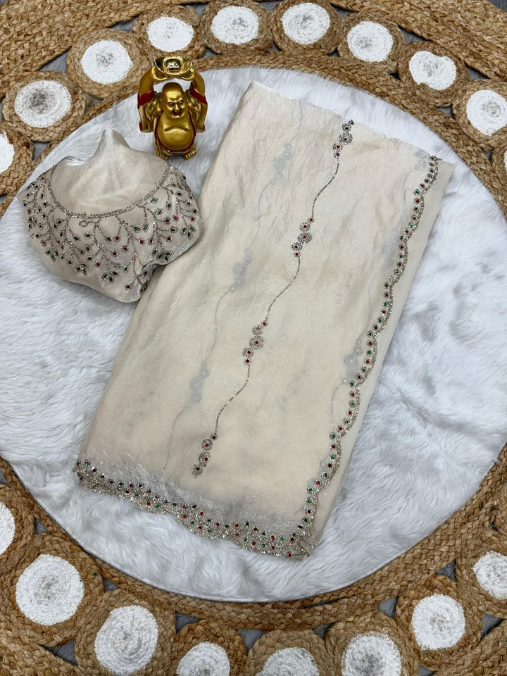 Space Silk Glamour: Jarkhan Work Festive Saree