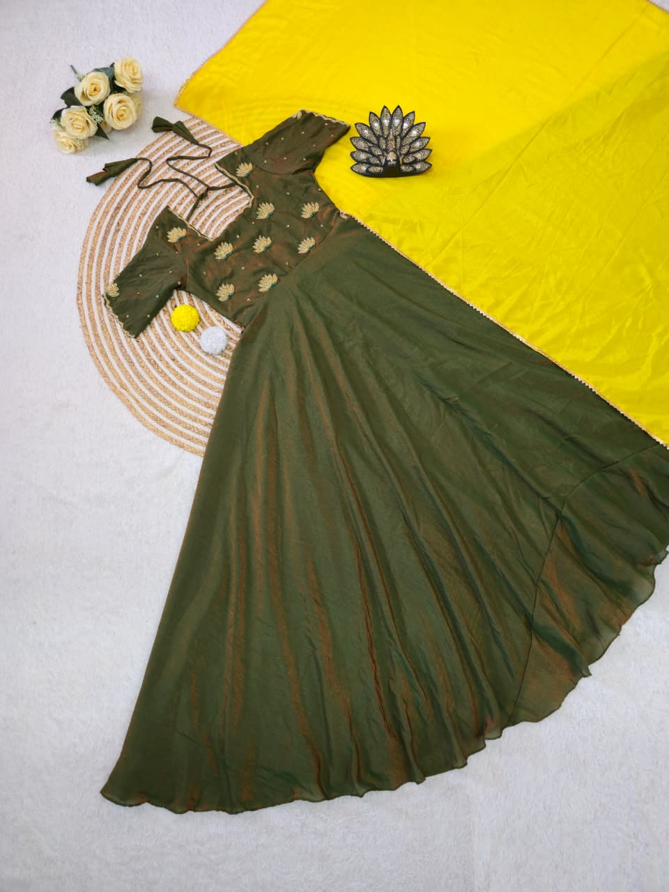 Designer Maggam Work Gown With Duppata