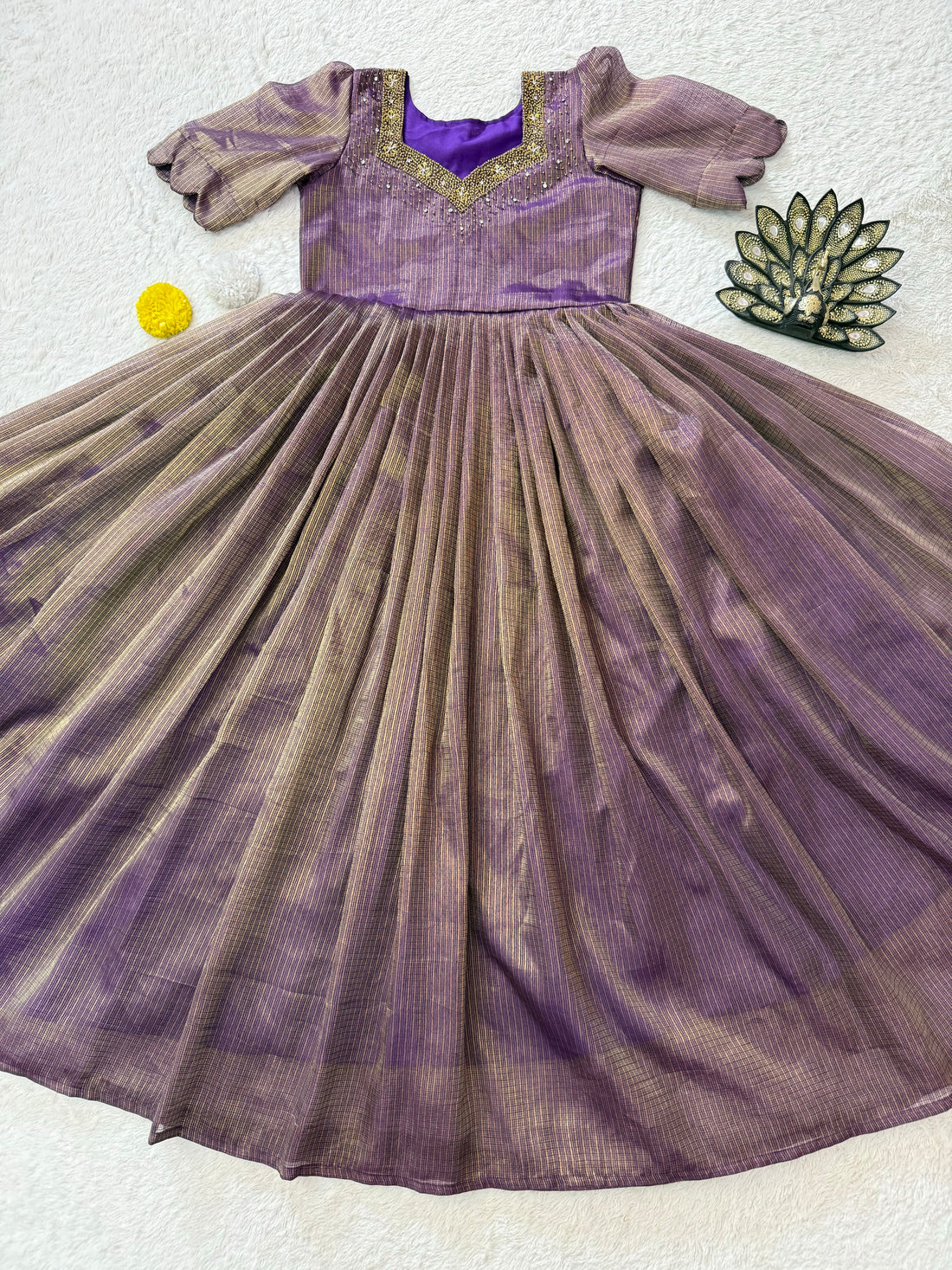 Designer Maggam Work Gown Premium Kota Tissue Silk