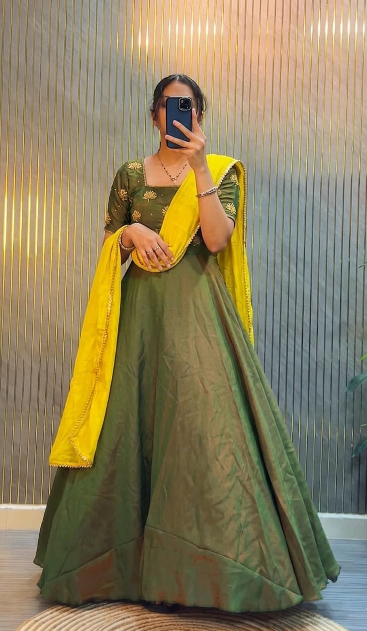 Designer Maggam Work Gown With Duppata