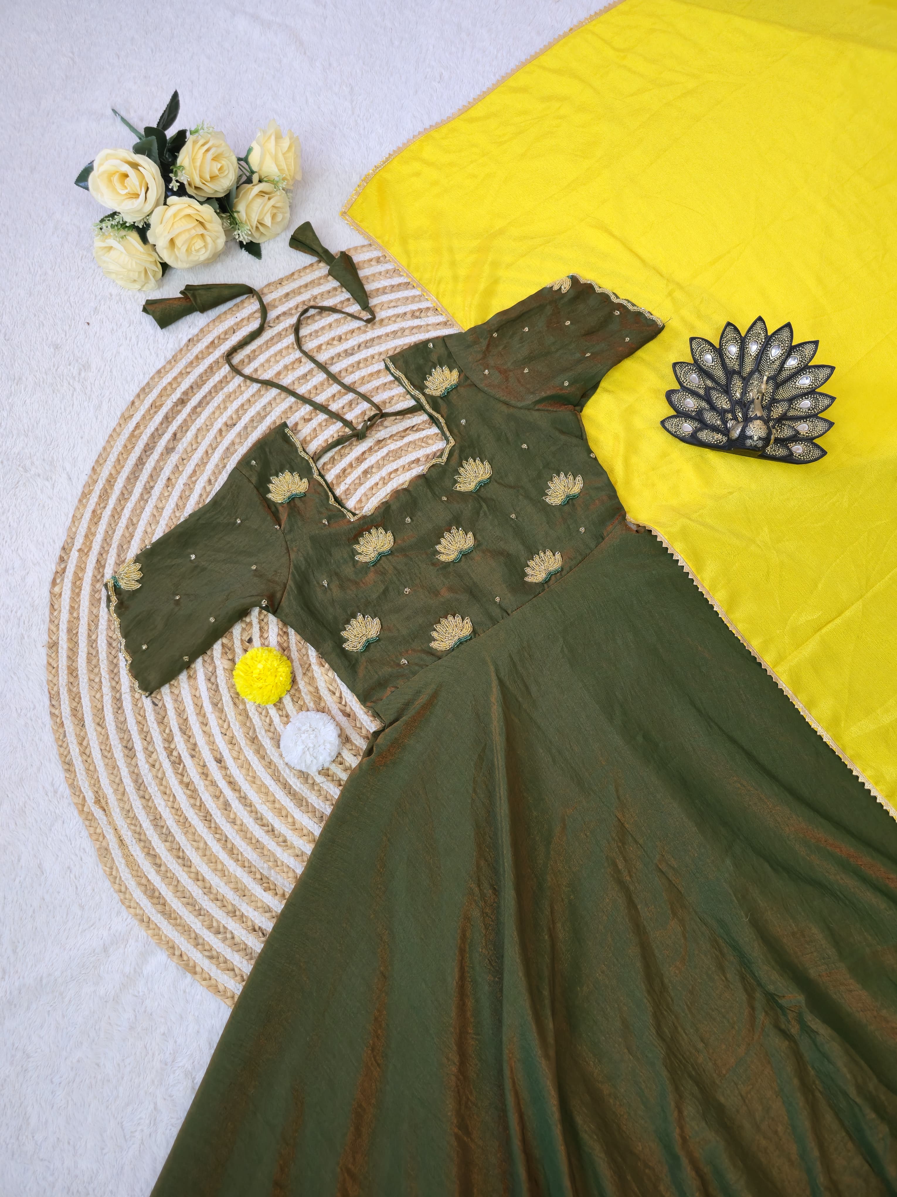 Designer Maggam Work Gown With Duppata