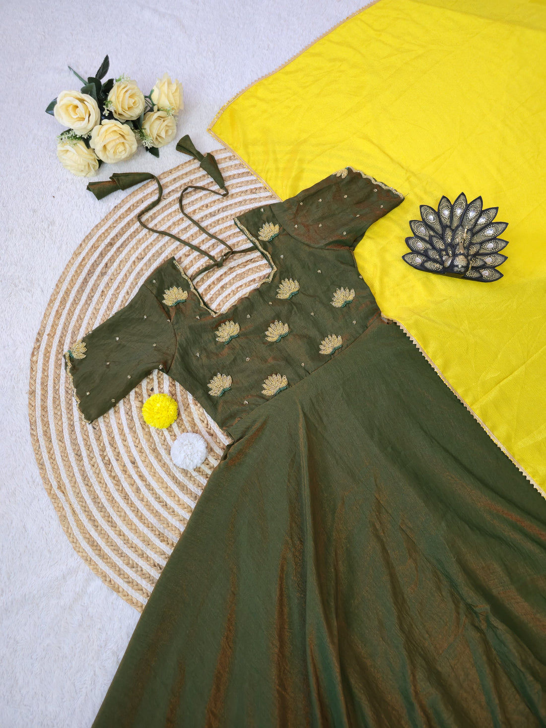 Designer Maggam Work Gown With Duppata